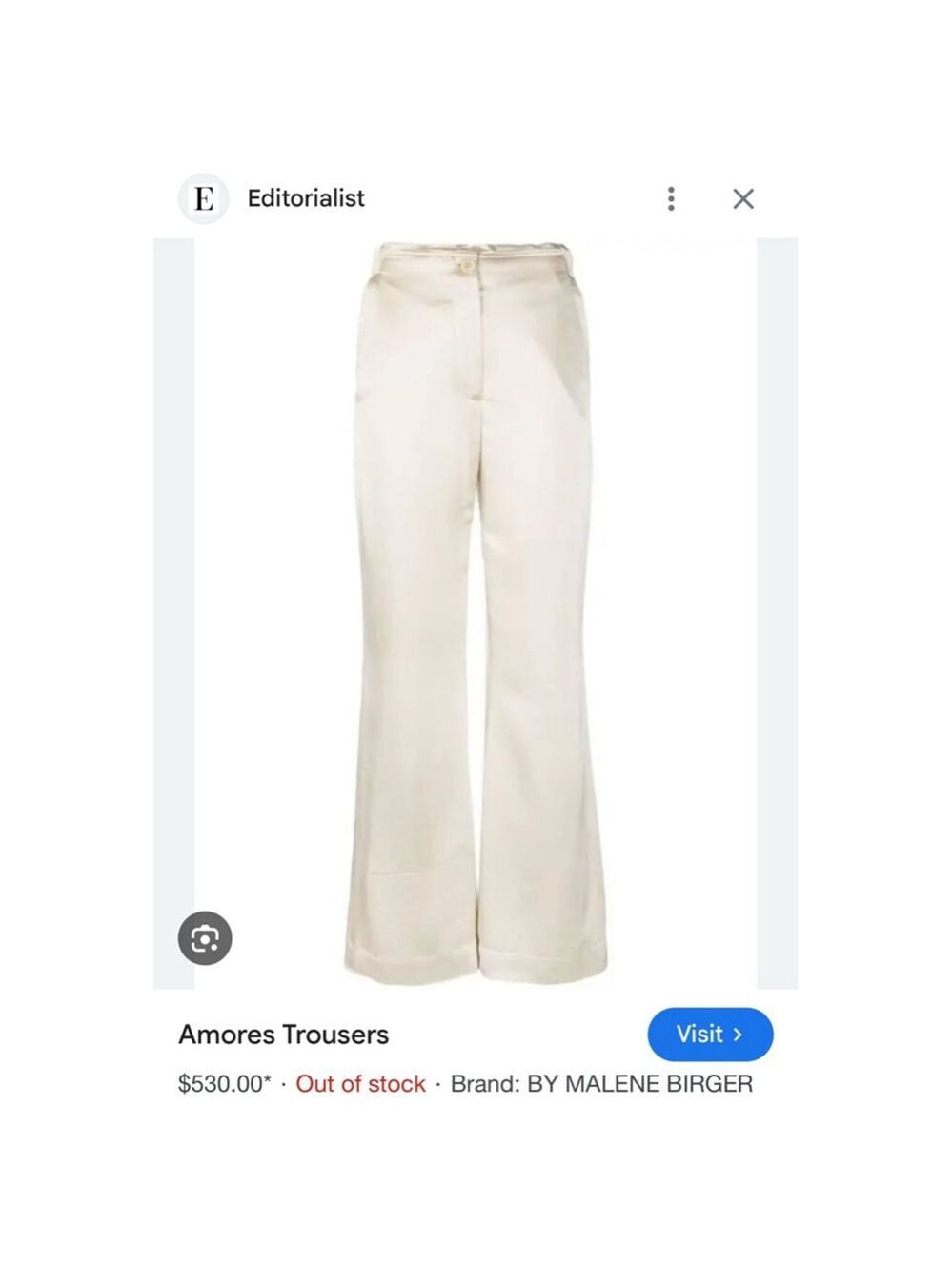 NWT BY MALENE BIRGER Amore Satin Trousers Beige 40/10 US